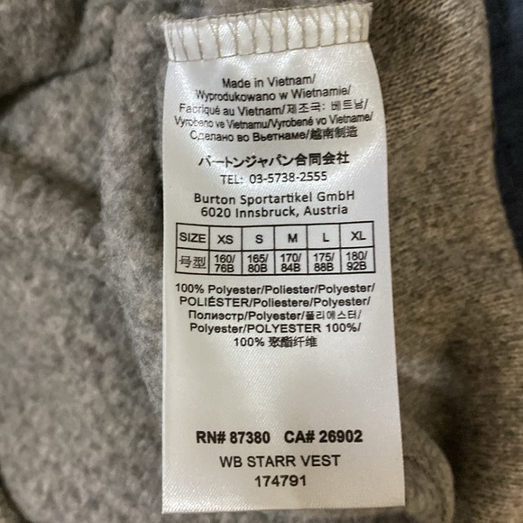 Burton DryRide WB Starr Tan Grey Vest With Hood - Picture 8 of 8